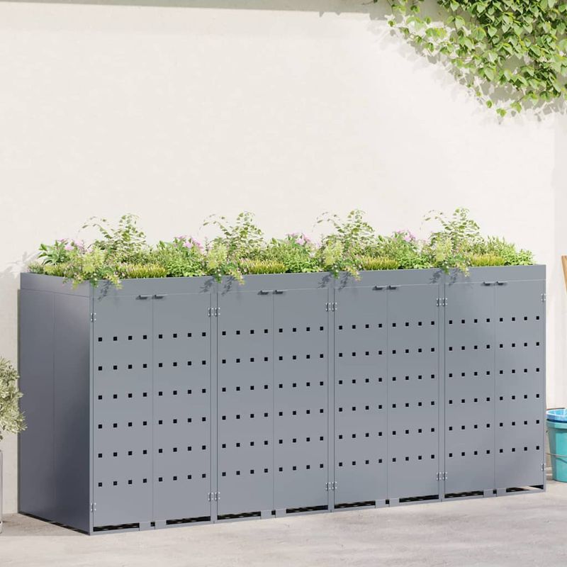 Casa si Gradina - Gradina si terasa - Mobilier exterior - Dulapuri si lazi depozitare exterior - Depozitare pentru 4 pubele Wheelie Gri deschis - Infinity.ro