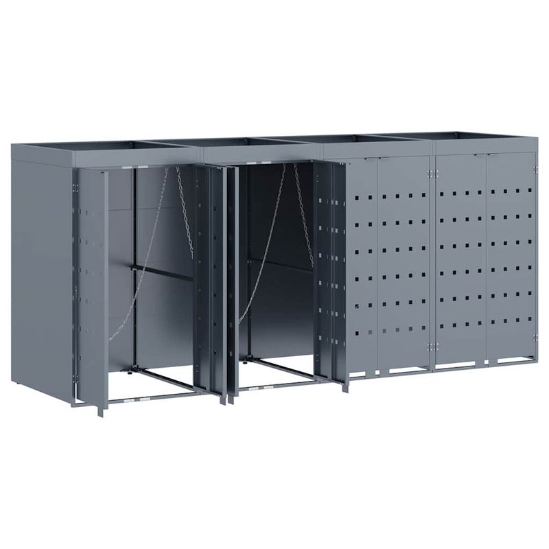 Casa si Gradina - Gradina si terasa - Mobilier exterior - Dulapuri si lazi depozitare exterior - Depozitare pentru 4 pubele Wheelie Gri deschis - Infinity.ro