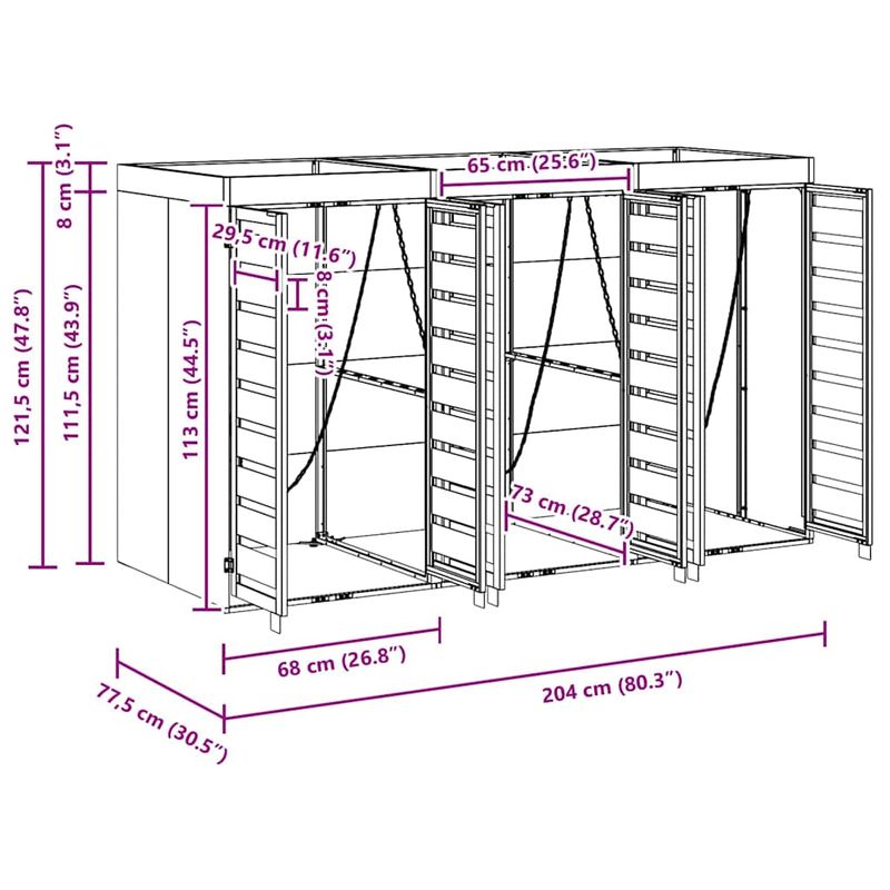 Casa si Gradina - Gradina si terasa - Mobilier exterior - Dulapuri si lazi depozitare exterior - Depozitare pentru 3 pubele Wheelie Antracit - Infinity.ro