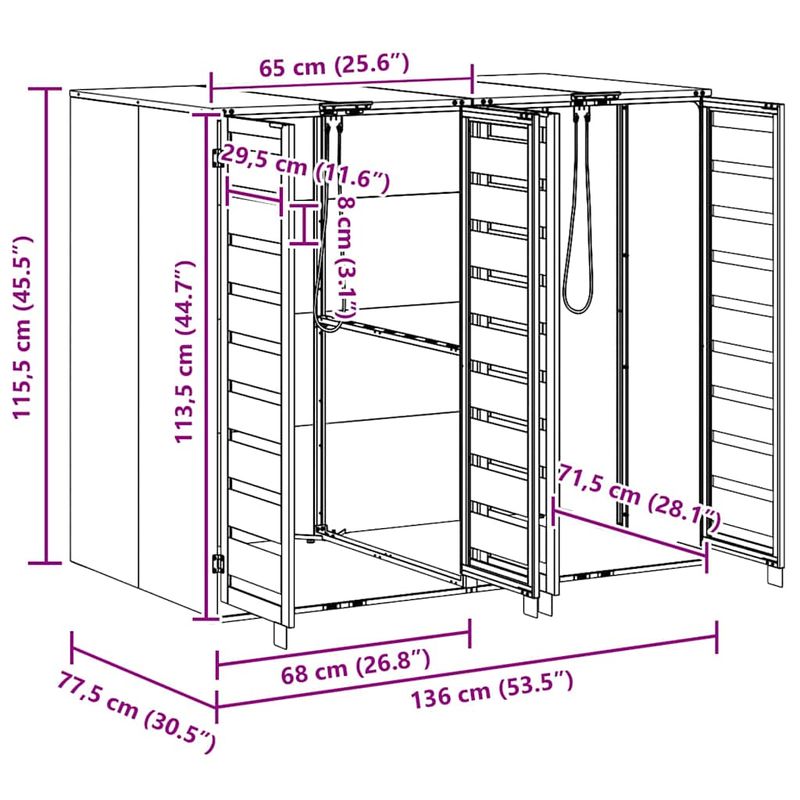 Casa si Gradina - Gradina si terasa - Mobilier exterior - Dulapuri si lazi depozitare exterior - Depozitare pentru 3 pubele Wheelie Antracit - Infinity.ro