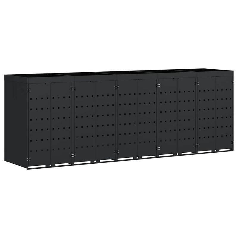 Casa si Gradina - Gradina si terasa - Mobilier exterior - Dulapuri si lazi depozitare exterior - Depozitare pentru 5 pubele Wheelie Negru 340 x 77,5 x 121,5 cm - Infinity.ro