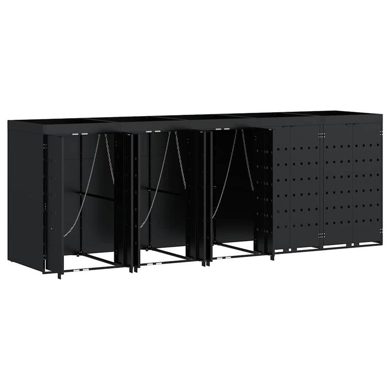 Casa si Gradina - Gradina si terasa - Mobilier exterior - Dulapuri si lazi depozitare exterior - Depozitare pentru 5 pubele Wheelie Negru 340 x 77,5 x 121,5 cm - Infinity.ro