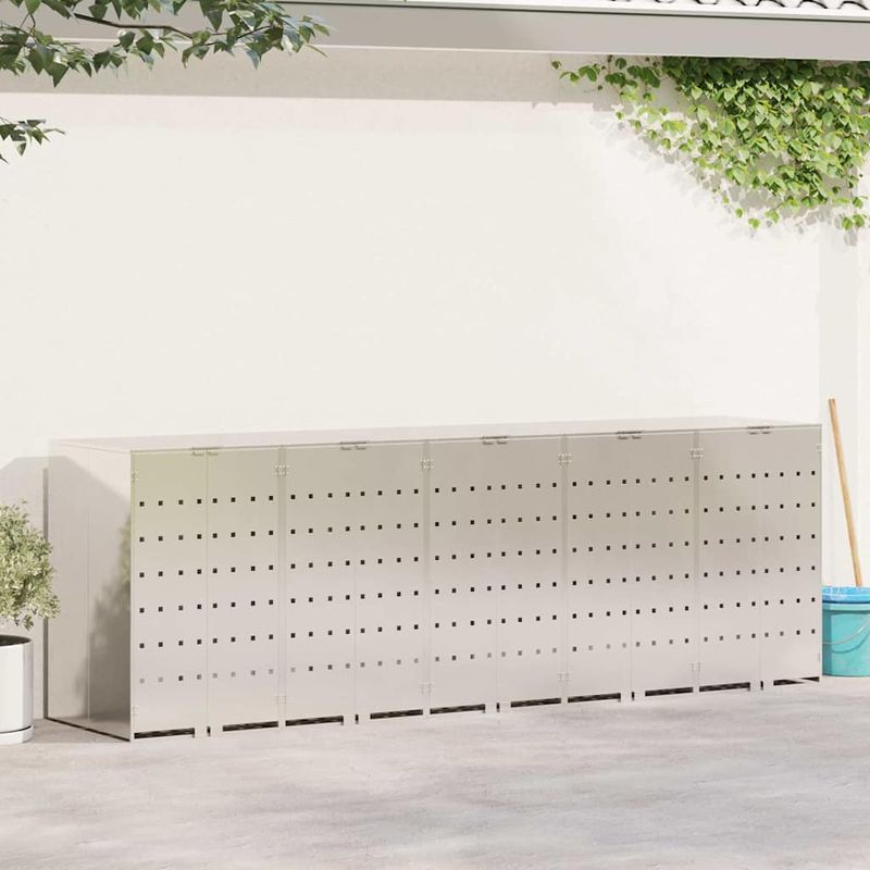 Casa si Gradina - Gradina si terasa - Mobilier exterior - Dulapuri si lazi depozitare exterior - Depozitare pentru 3 pubele Wheelie Argintiu - Infinity.ro