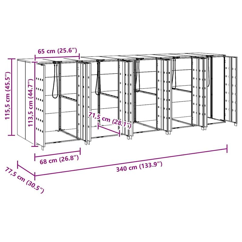 Casa si Gradina - Gradina si terasa - Mobilier exterior - Dulapuri si lazi depozitare exterior - Depozitare pentru 3 pubele Wheelie Argintiu - Infinity.ro