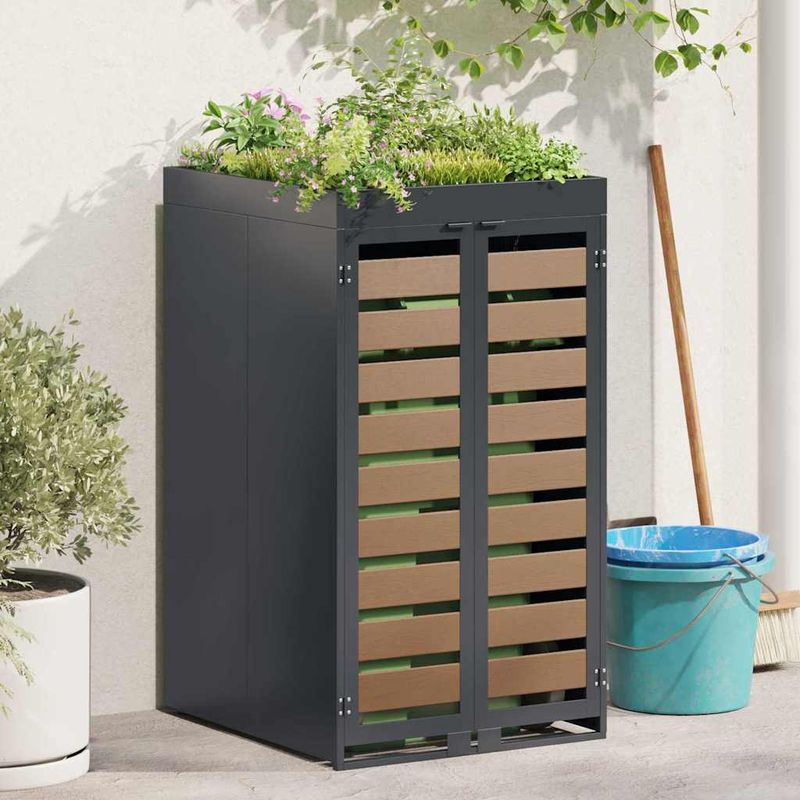 Casa si Gradina - Gradina si terasa - Mobilier exterior - Dulapuri si lazi depozitare exterior - Depozit pentru cosuri cu acoperis pentru plante pentru cos de 240L - Infinity.ro