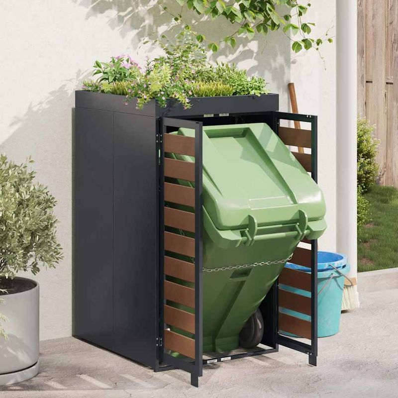 Casa si Gradina - Gradina si terasa - Mobilier exterior - Dulapuri si lazi depozitare exterior - Depozit pentru cosuri cu acoperis pentru plante pentru cos de 240L - Infinity.ro