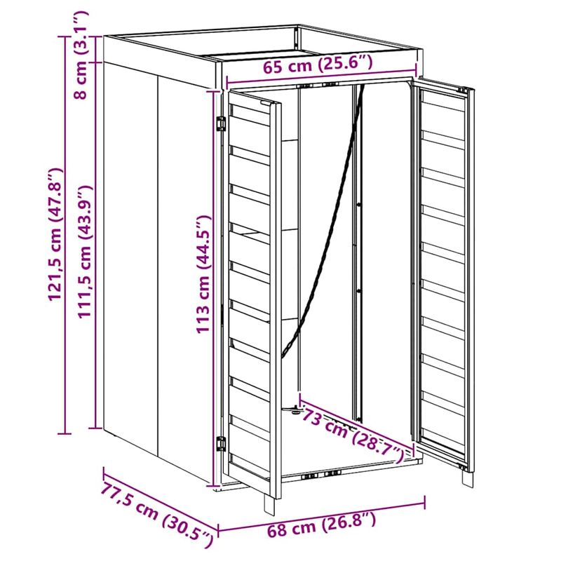 Casa si Gradina - Gradina si terasa - Mobilier exterior - Dulapuri si lazi depozitare exterior - Depozit pentru cosuri cu acoperis pentru plante pentru cos de 240L - Infinity.ro