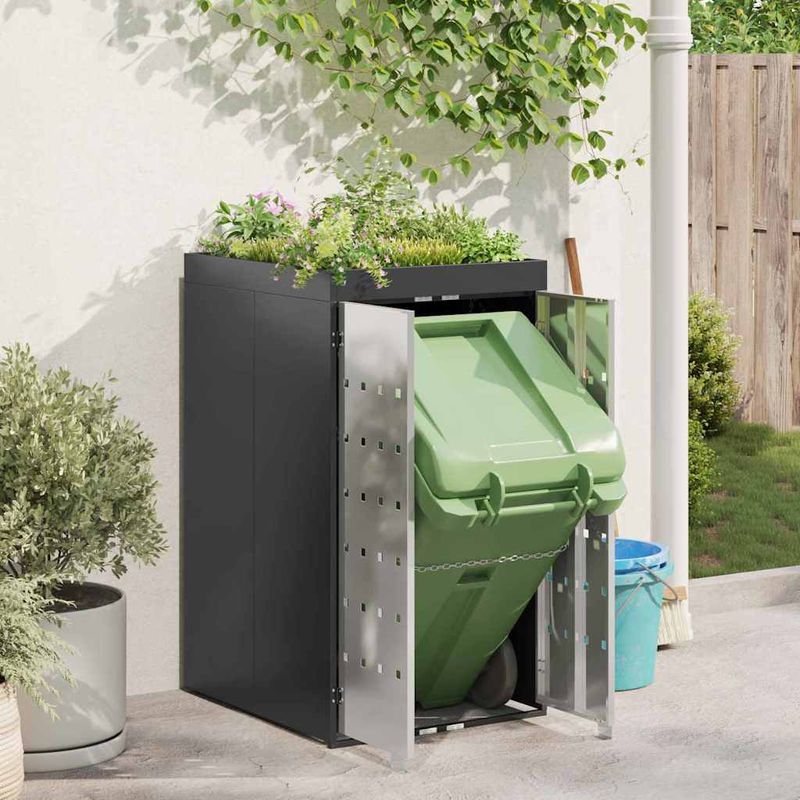 Casa si Gradina - Gradina si terasa - Mobilier exterior - Dulapuri si lazi depozitare exterior - Depozit pentru cosuri cu acoperis pentru plante pentru cos de 240L - Infinity.ro