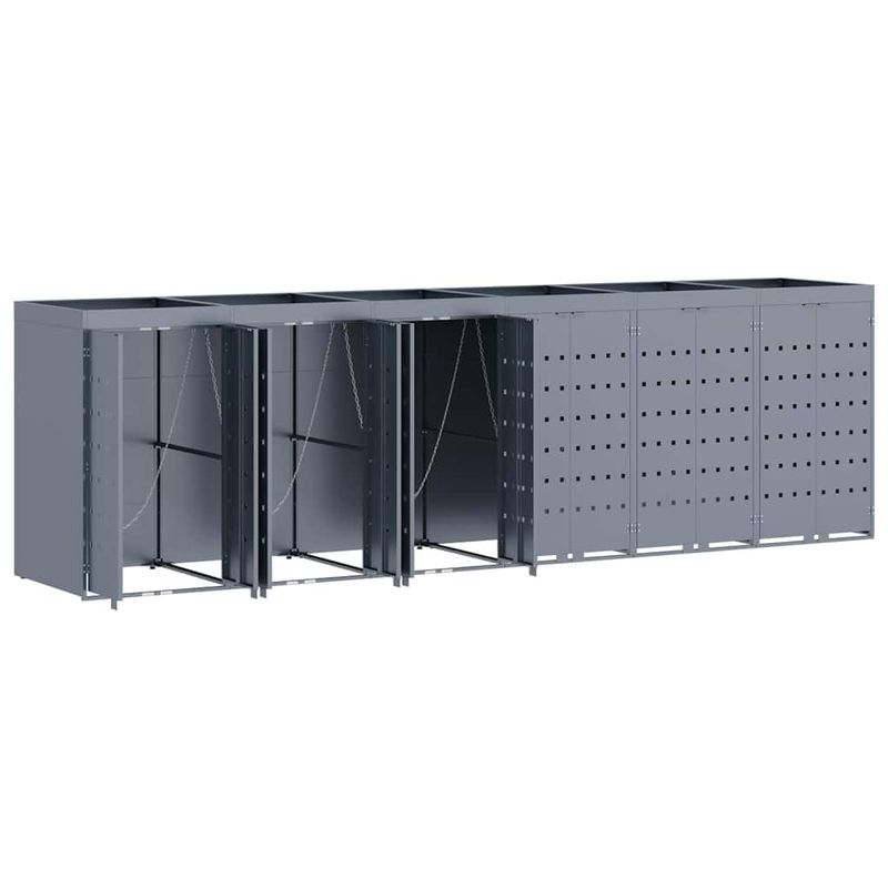 Casa si Gradina - Gradina si terasa - Mobilier exterior - Dulapuri si lazi depozitare exterior - Depozitare pentru 6 pubele Wheelie Gri deschis - Infinity.ro