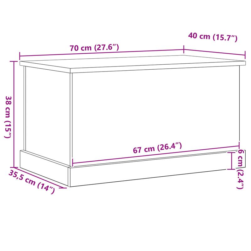 Casa si Gradina - Mobilier - Organizare si depozitare - Cufere si lazi - Lada de depozitare, stejar negru, 70x40x38 cm, lemn prelucrat - Infinity.ro