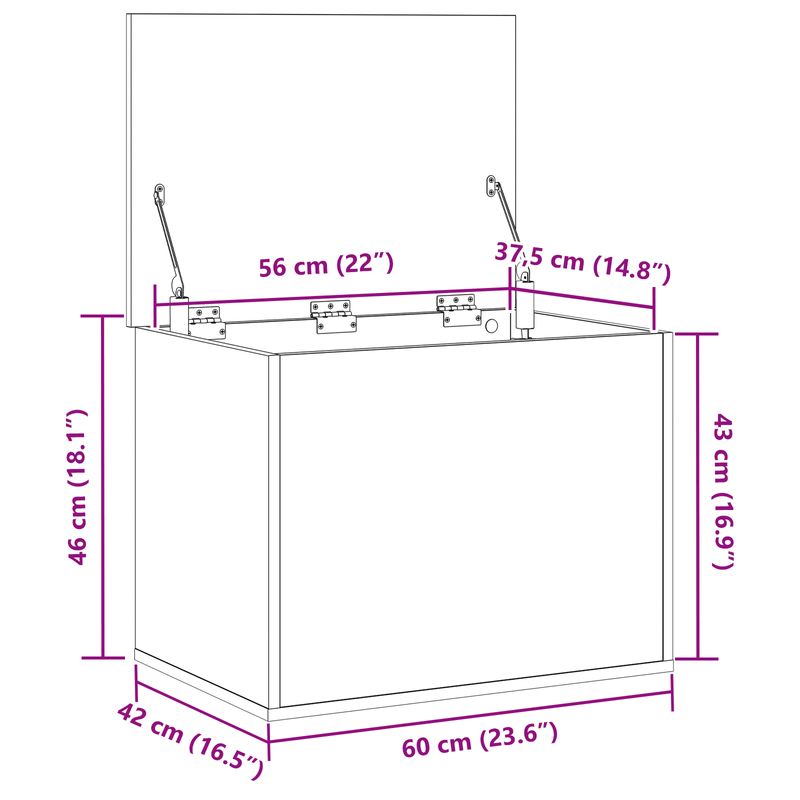 Casa si Gradina - Mobilier - Organizare si depozitare - Cufere si lazi - Lada depozitare cu capac, stejar negru 60x42x46 cm lemn - Infinity.ro