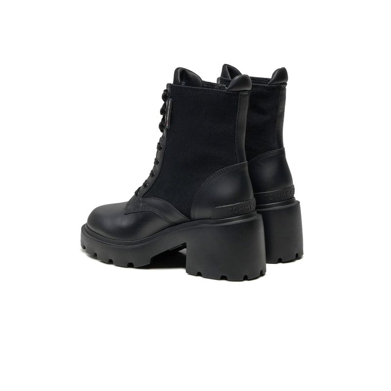 Fashion, accesorii si bijuterii - Femei - Incaltaminte femei - Ghete femei - Ghete dama Tommy Jeans Mid Heel Boot Mix Media EN0EN02556 Negru 40 EU - Infinity.ro