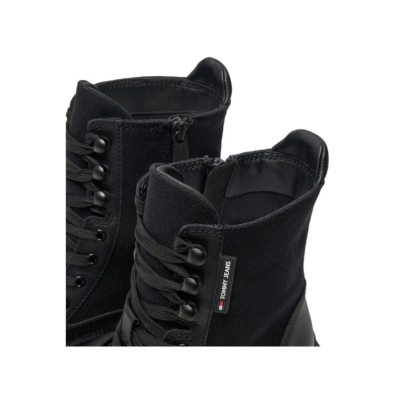 Fashion, accesorii si bijuterii - Femei - Incaltaminte femei - Ghete femei - Ghete dama Tommy Jeans Mid Heel Boot Mix Media EN0EN02556 Negru 40 EU - Infinity.ro