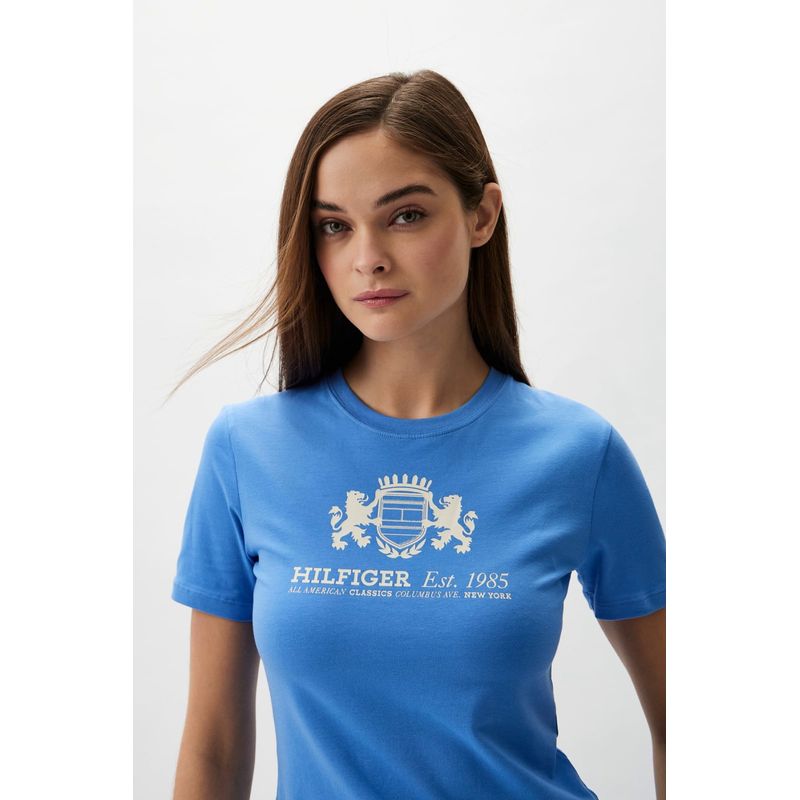 Fashion, accesorii si bijuterii - Femei - Imbracaminte femei - Tricouri si topuri femei - Tricou dama Tommy Hilfiger WW0WW43892 L INTL Albastru - Infinity.ro