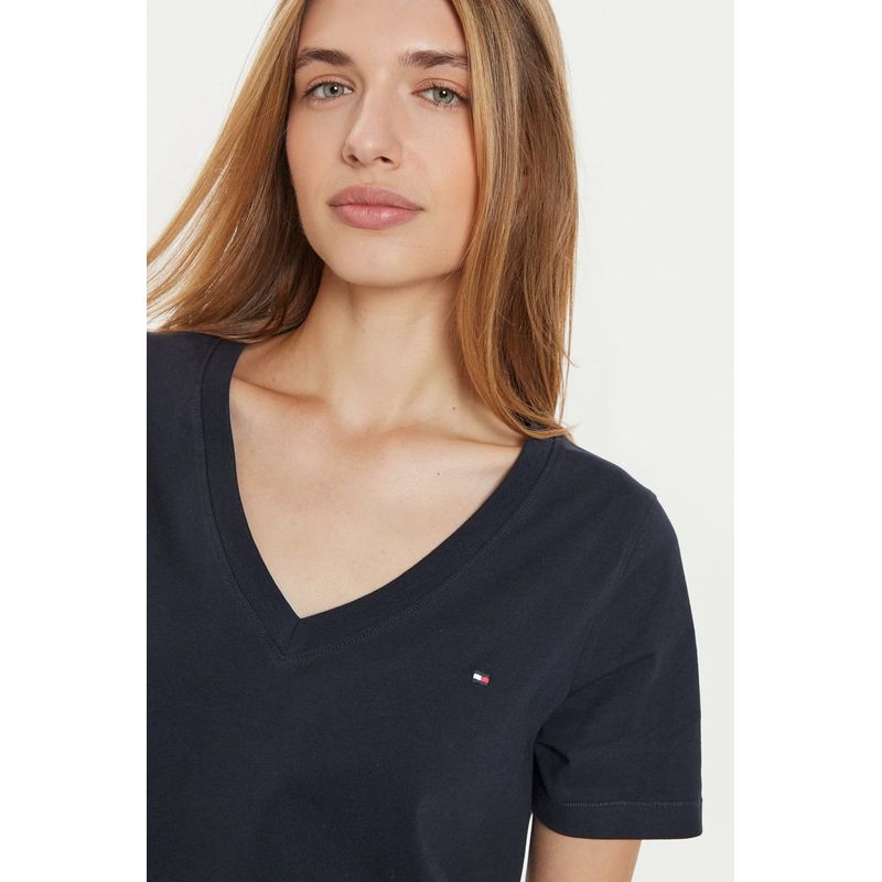 Fashion, accesorii si bijuterii - Femei - Imbracaminte femei - Tricouri si topuri femei - Tricou dama Tommy Hilfiger WW0WW44177 L INTL Bleumarin - Infinity.ro