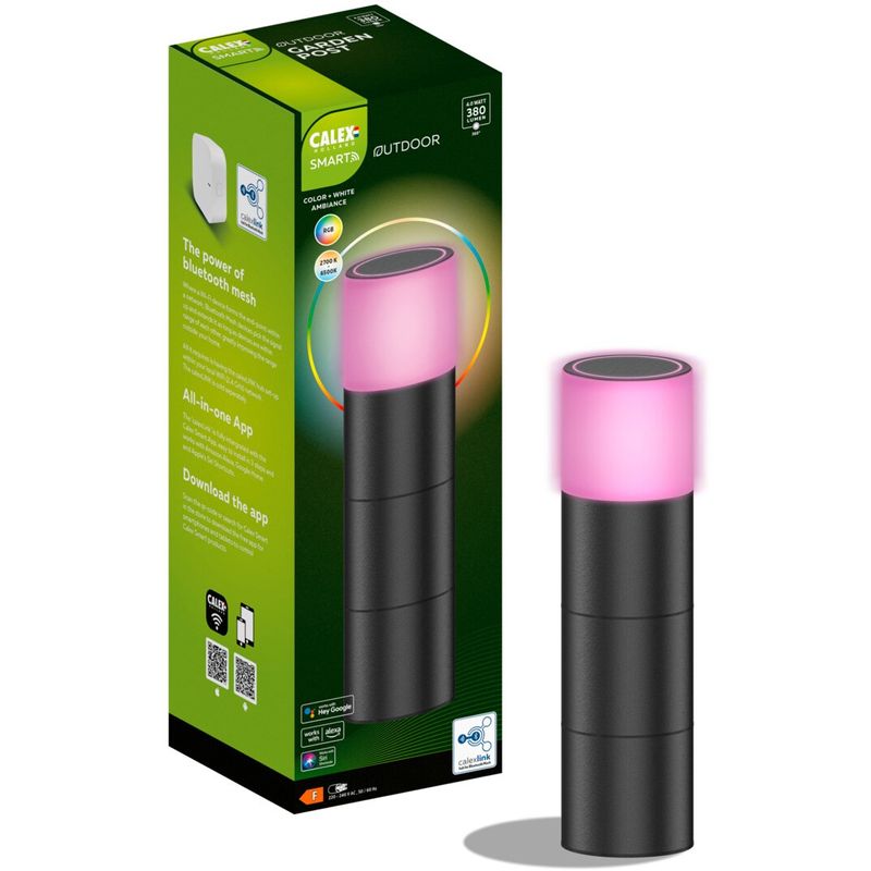 Casa si Gradina - Corpuri si surse de iluminat - Plafoniere, aplice si spoturi - Stalp gradina inteligent Calex Smart Pedestal, RGB, 4W, IP44, Negru - Infinity.ro