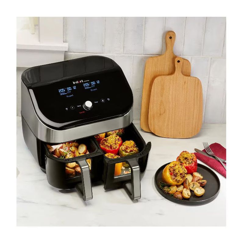 Electronice si Electrocasnice - Electrocasnice bucatarie - Aparate de gatit & desert - Friteuze - Friteuza cu aer cald Instant Pot Vortex Plus Dual, 1700W, 7.6L, 6 functii, Negru/Argintiu - Infinity.ro
