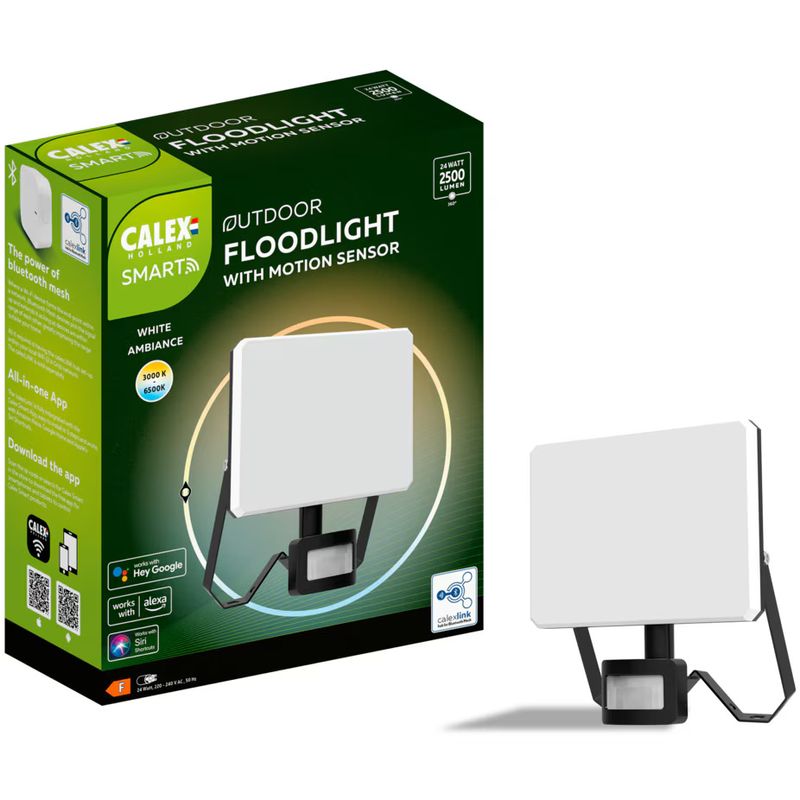 Casa si Gradina - Corpuri si surse de iluminat - Iluminat comercial si industrial - Proiectoare si lampi de lucru - Reflector LED Smart Calex Floodlight, 24W, 2500 lm, IP65, Negru - Infinity.ro