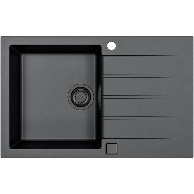 Casa si Gradina - Sanitare - Chiuveta bucatarie si accesorii - Chiuvete bucatarie - Pachet chiuveta Alveus Cadit 20, 790x500 mm + Baterie Primrose All Black, sifon pop-up inclus, Negru - Infinity.ro