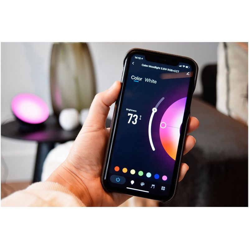 Casa si Gradina - Corpuri si surse de iluminat - Veioze si lampi - Veioze - Lampa LED inteligenta Calex Moodlight, RGB CCT, Wi-Fi, Bluetooth, 6W, 420 lm - Infinity.ro