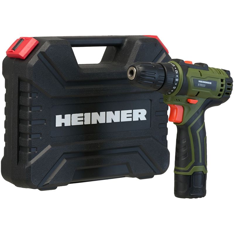 Casa si Gradina - Constructii - Scule electrice si accesorii - Masini de gaurit si insurubat - Masina de gaurit Heinner STE113, 12V Li-Ion, 1500 mAh, 40 Nm, accesorii incluse - Infinity.ro