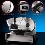 Electronice si Electrocasnice - Electrocasnice bucatarie - Mixere, tocatoare & roboti de bucatarie - Feliatoare - Feliator MYRIA MY4477, 150W, grosime feliere 0-15 mm, argintiu-negru - Infinity.ro