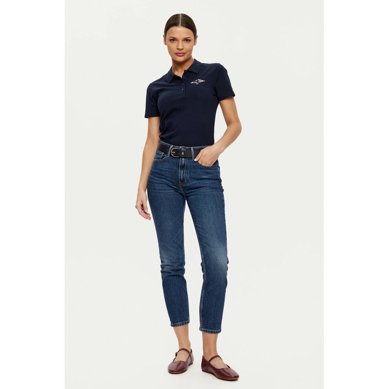 Fashion, accesorii si bijuterii - Femei - Imbracaminte femei - Tricouri si topuri femei - Tricou dama polo Tommy Hilfiger WW0WW43930 XS INTL Bleumarin - Infinity.ro