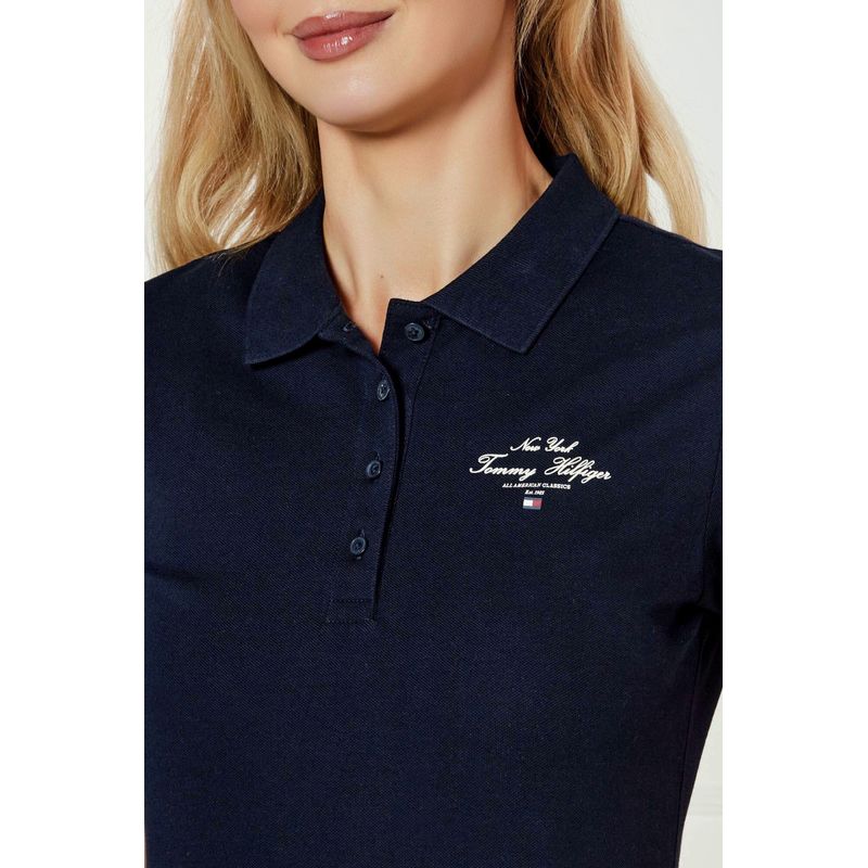 Fashion, accesorii si bijuterii - Femei - Imbracaminte femei - Tricouri si topuri femei - Tricou dama polo Tommy Hilfiger WW0WW43930 XS INTL Bleumarin - Infinity.ro