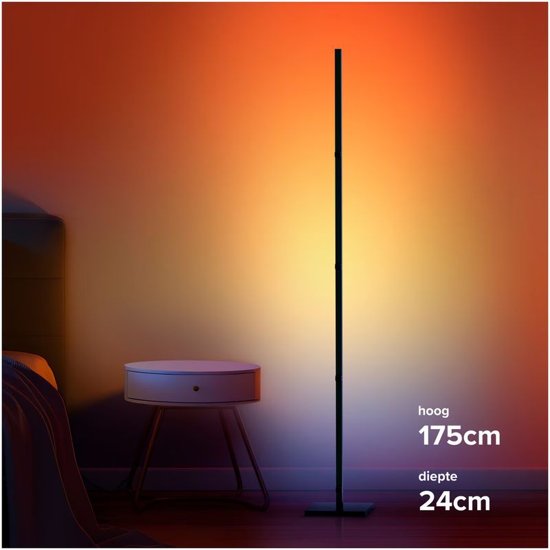 Casa si Gradina - Corpuri si surse de iluminat - Veioze si lampi - Veioze - Lampadar gaming LED RGB-IC Calex Smart, 24W, 1000lm, Wi-Fi, Bluetooth, 175 cm - Infinity.ro