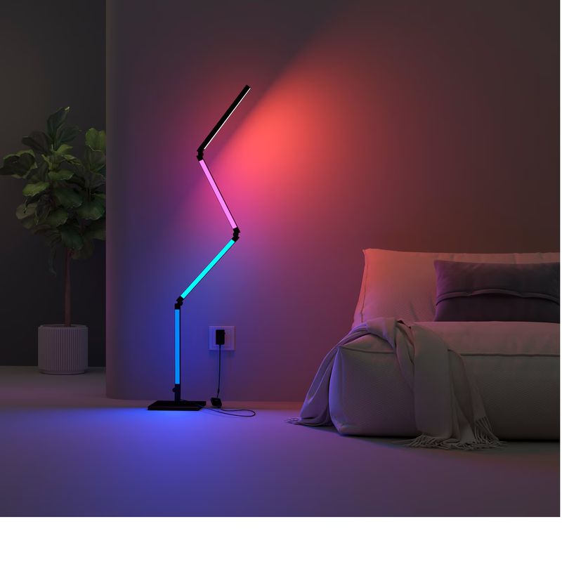 Casa si Gradina - Corpuri si surse de iluminat - Veioze si lampi - Veioze - Lampadar gaming LED RGB-IC Calex Smart, 24W, 1000lm, Wi-Fi, Bluetooth, 175 cm - Infinity.ro