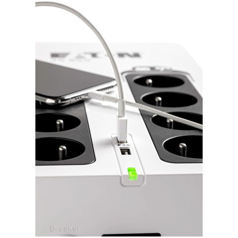 Casa si Gradina - Electrice - Accesorii electrice - Stabilizatoare tensiune si ups - UPS Eaton 3S850D Gen2 DIN, 850VA/510W, Offline, 8 prize Schuko, Port USB comunicare/incarcare - Infinity.ro