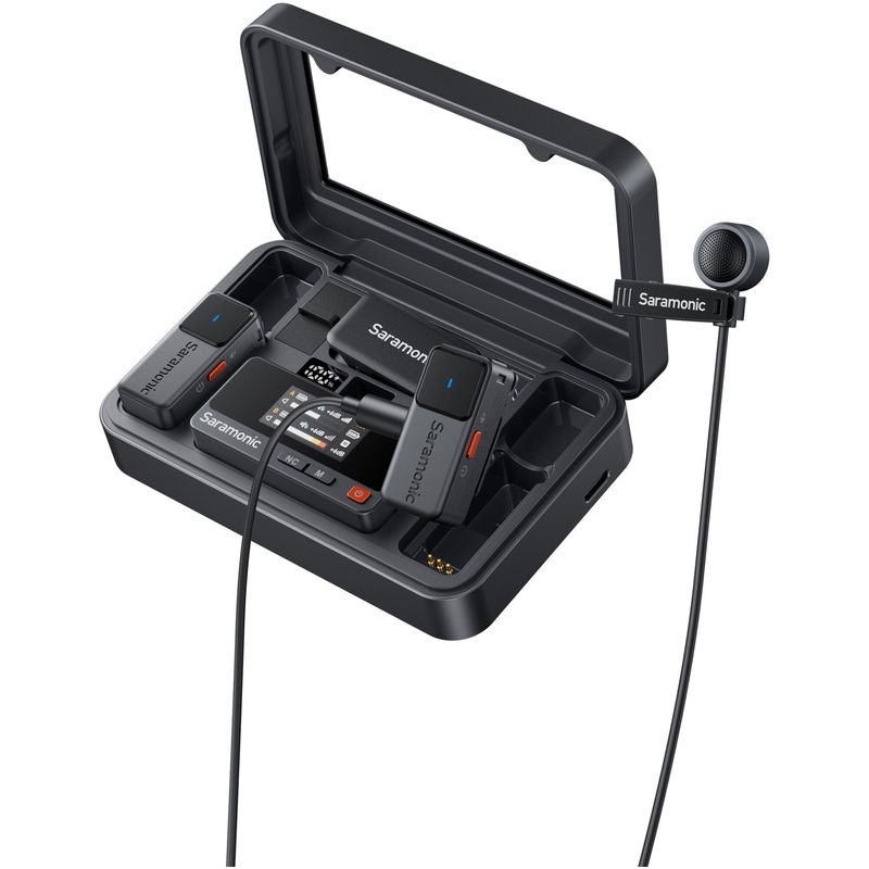 TV, Audio-Video si Foto - Accesorii TV si audio - Microfoane - Kit Microfon wireless Saramonic Air, 2x microfon, receptor, Type-C, 3.5mm TRS, Carcasa incarcare - Infinity.ro
