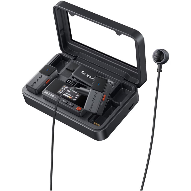 TV, Audio-Video si Foto - Accesorii TV si audio - Microfoane - Kit Microfon wireless Saramonic Air, 2x microfon, receptor, Type-C, 3.5mm TRS, Carcasa incarcare - Infinity.ro