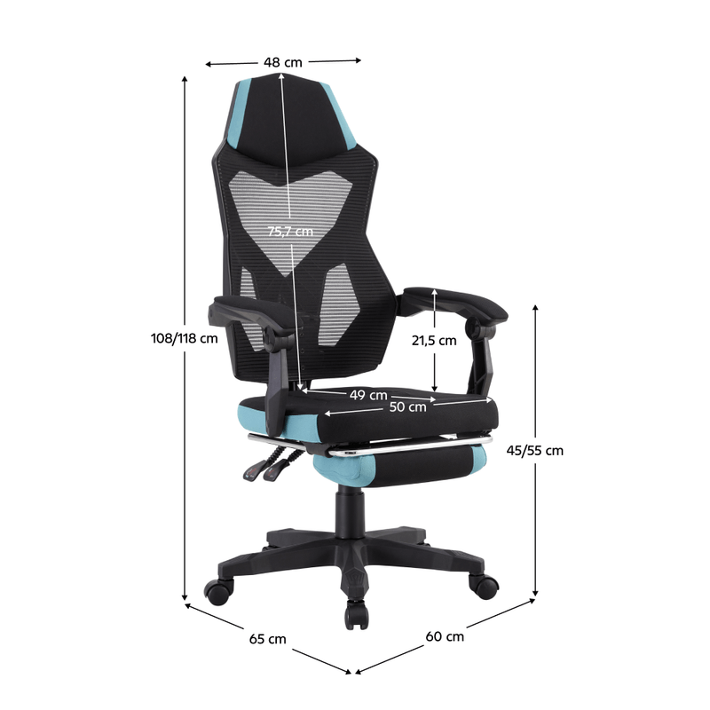 PC, gaming si accesorii - Gaming - Accesorii gaming - Scaune gaming - Scaun de birou/gaming, culoare neagra/neo menta, JORIK NEW - Infinity.ro