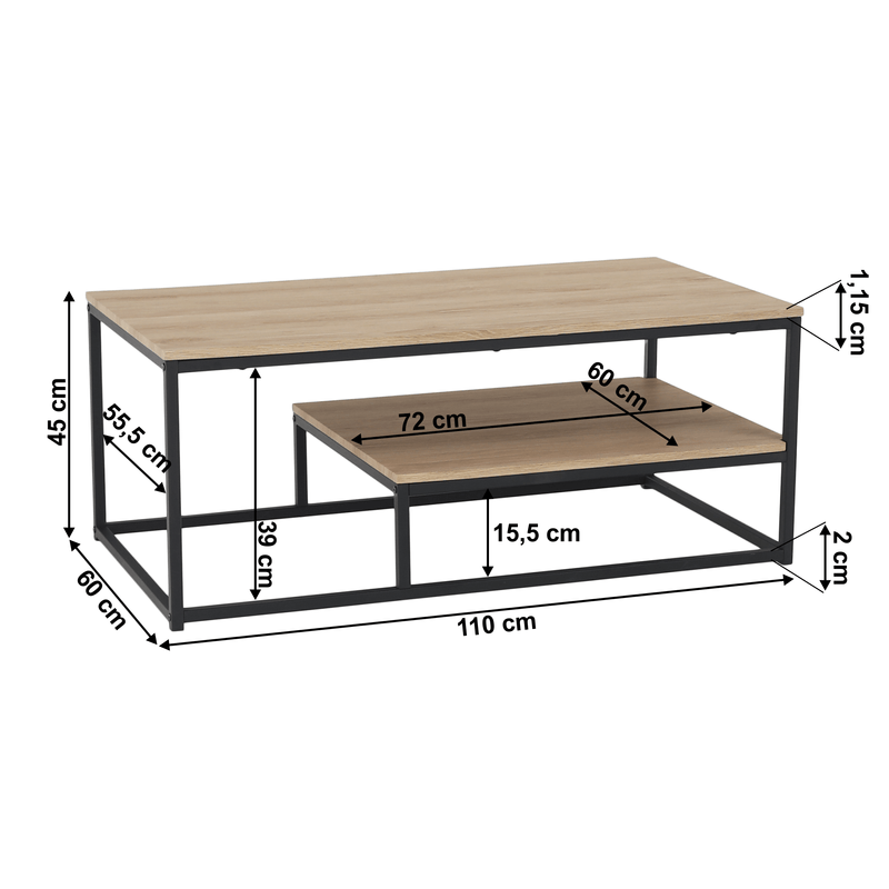 Casa si Gradina - Mobilier - Mese si birouri - Masute de cafea - Masuta de cafea, stejar deschis / negru, LARON - Infinity.ro