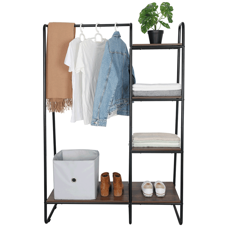 Casa si Gradina - Constructii - Depozitare, transport si protectie - Rafturi, fisete si vestiare - Organizator dulap / raft cu etajere, negru / nuc, ROBYN - Infinity.ro