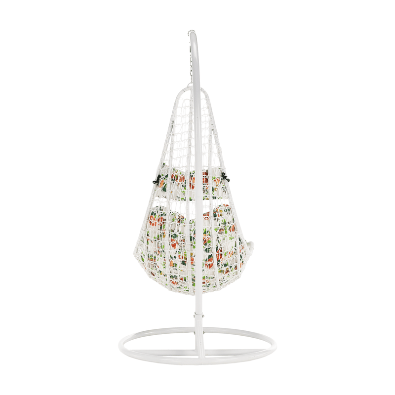Casa si Gradina - Gradina si terasa - Balansoare si hamace - Balansoare - Fotoliu suspendat, alb / flori cu model, KALEA 2 NEW - Infinity.ro