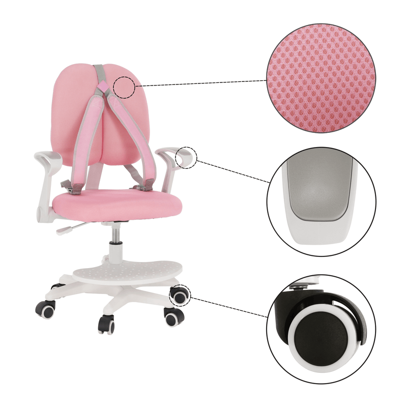 Casa si Gradina - Mobilier - Scaune si fotolii - Scaune - Scaun reglabil cu suport pentru picioare si curele, roz/alb, ANAIS - Infinity.ro