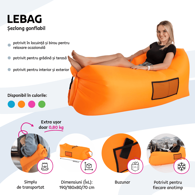 Casa si Gradina - Gradina si terasa - Mobilier exterior - Scaune si sezlonguri gradina - Geanta scaun gonflabila / geanta lenesa, verde, LEBAG - Infinity.ro