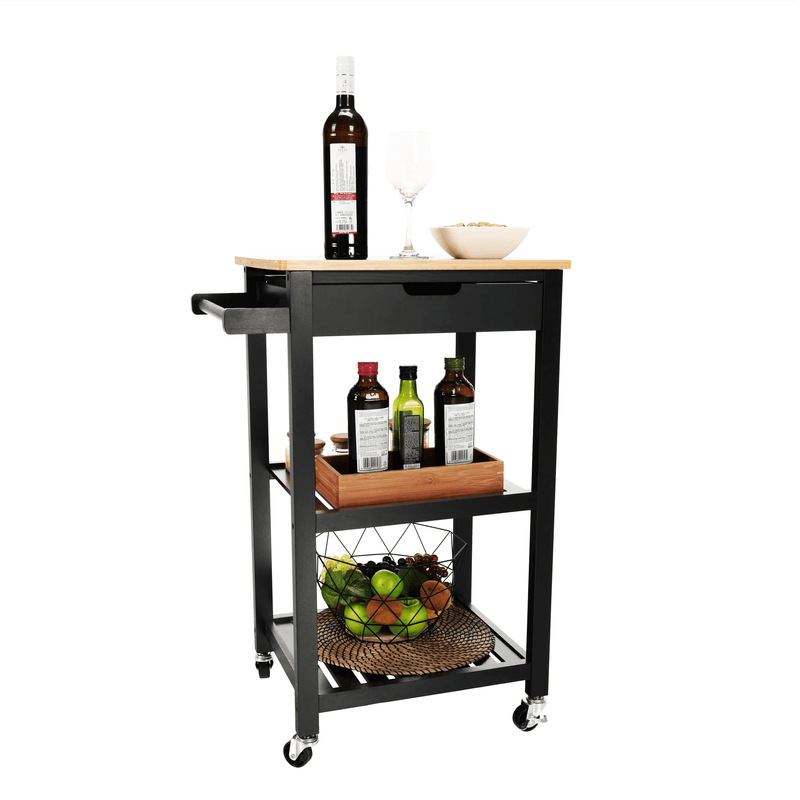 Casa si Gradina - Bucatarie si vesela - Ustensile bucatarie - Cosuri servire - Carucior de servire, natural/negru, ARETE - Infinity.ro