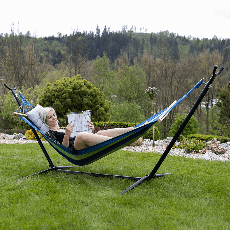 Casa si Gradina - Gradina si terasa - Balansoare si hamace - Hamace si suporturi - Hamac, turcoaz/albastru/verde, EVANA NEW - single - Infinity.ro