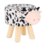 Casa si Gradina - Mobilier - Scaune si fotolii - Tabureti - Taburet in forma de vacuta, catifea Velvet alb/negru/natural, MOLLY - Infinity.ro