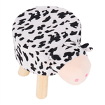 Casa si Gradina - Mobilier - Scaune si fotolii - Tabureti - Taburet in forma de vacuta, catifea Velvet alb/negru/natural, MOLLY - Infinity.ro