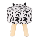 Casa si Gradina - Mobilier - Scaune si fotolii - Tabureti - Taburet in forma de vacuta, catifea Velvet alb/negru/natural, MOLLY - Infinity.ro