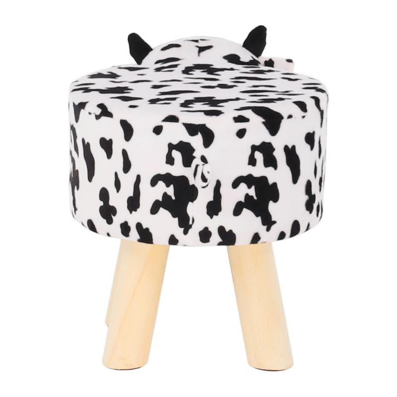 Casa si Gradina - Mobilier - Scaune si fotolii - Tabureti - Taburet in forma de vacuta, catifea Velvet alb/negru/natural, MOLLY - Infinity.ro