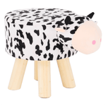 Casa si Gradina - Mobilier - Scaune si fotolii - Tabureti - Taburet in forma de vacuta, catifea Velvet alb/negru/natural, MOLLY - Infinity.ro