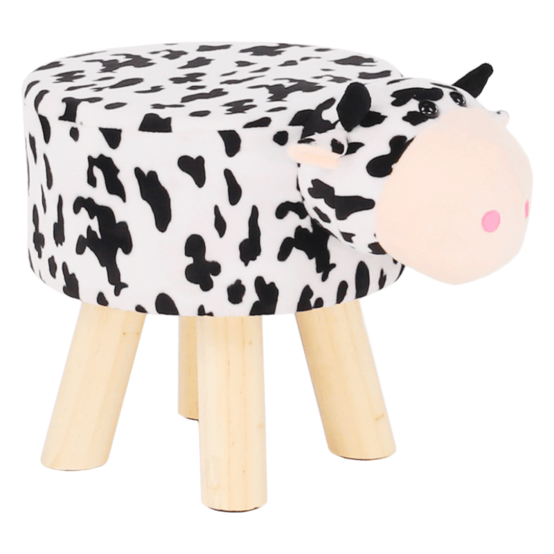 Casa si Gradina - Mobilier - Scaune si fotolii - Tabureti - Taburet in forma de vacuta, catifea Velvet alb/negru/natural, MOLLY - Infinity.ro