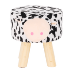 Casa si Gradina - Mobilier - Scaune si fotolii - Tabureti - Taburet in forma de vacuta, catifea Velvet alb/negru/natural, MOLLY - Infinity.ro