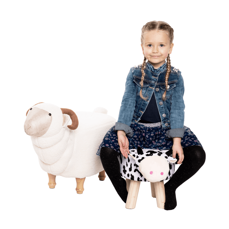 Casa si Gradina - Mobilier - Scaune si fotolii - Tabureti - Taburet in forma de vacuta, catifea Velvet alb/negru/natural, MOLLY - Infinity.ro