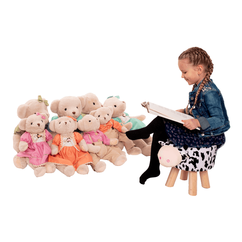 Casa si Gradina - Mobilier - Scaune si fotolii - Tabureti - Taburet in forma de vacuta, catifea Velvet alb/negru/natural, MOLLY - Infinity.ro